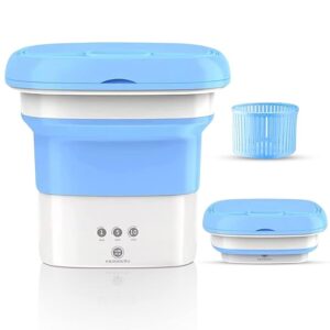 Portable Mini Top Loading Washing Machine, Foldable Bucket Washer with Modes, Single Person Use Mobile Washing & Spin Dry for Baby Clothes, Travel, Lightweight
